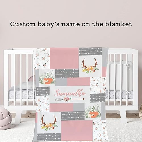 Miniatura 9 de Manta de bebé personalizada con ciervos florales para niña regalos personalizados para niñas recién nacidas con nombre mantas de bebé recién nacidas