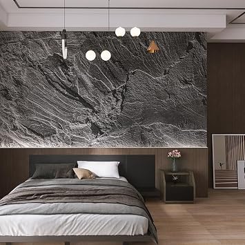 Rock Theme Wall Sticker for Bedroom, Black Background 3D Large Wall Mural, Removable Peel and Stick Self-Adhesive Wall Decal for Boys Girls Living Room Office Decor 48" W x 36" H