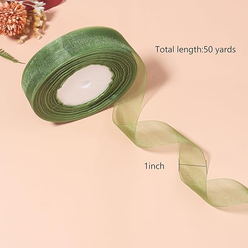 Miniatura 9 de Hiswan Cinta de organza transparente de 1 pulgada, 50 yardas, cinta de gasa azul real para envolver regalos, ramo de boda, manualidades