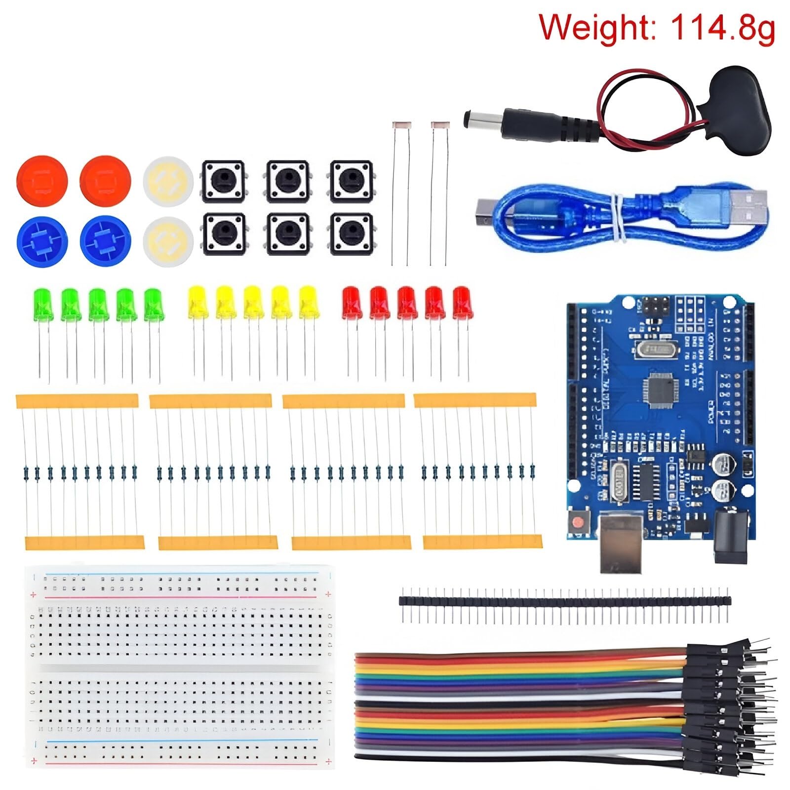 Kit Electronica de Iniciación para Arduino UNO R3, Kit de Bricolaje Electronica, UNO R3 Placa de Desarrollo de Prototipos