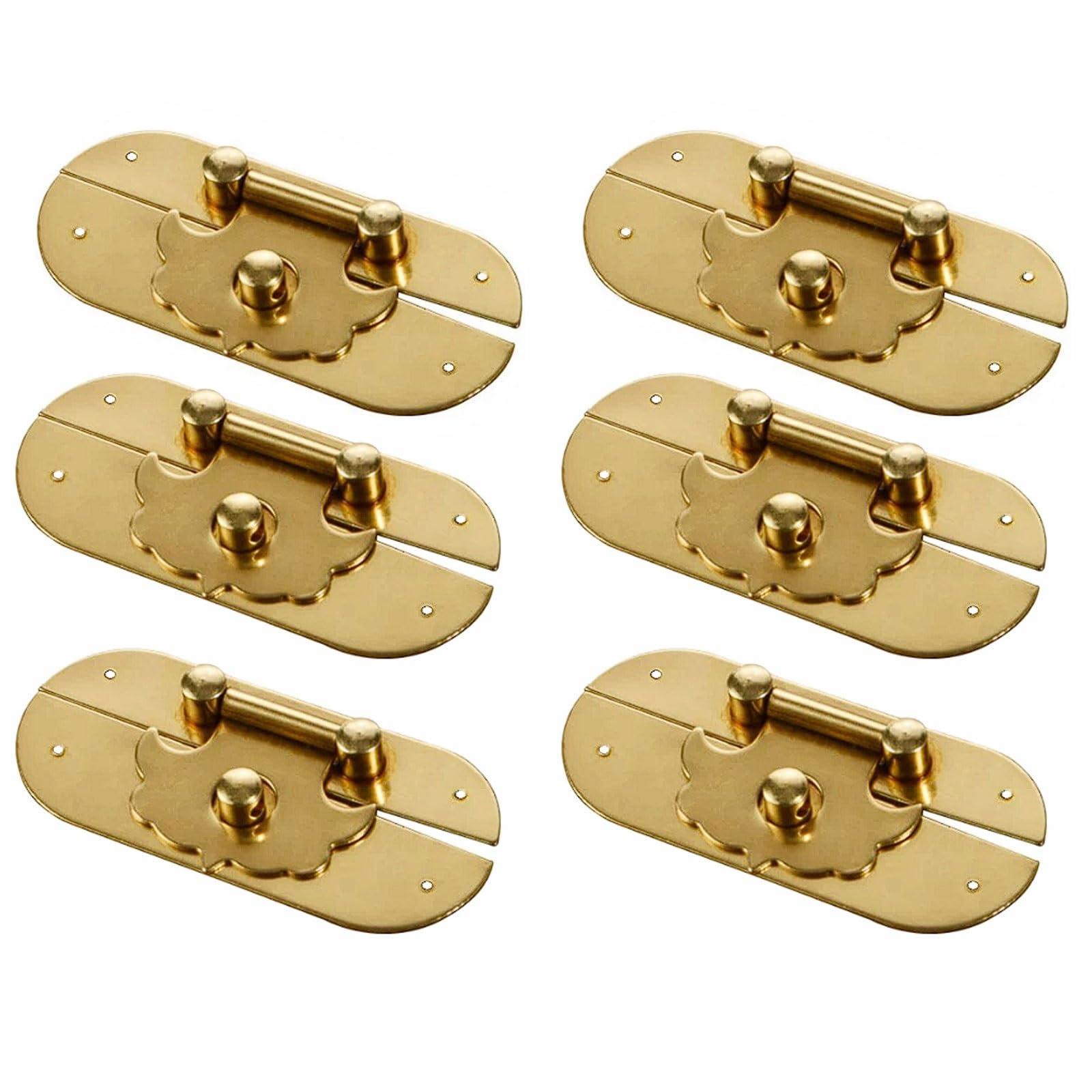 Yuaeb Biao Boutique Shop Uk Brass 6 Pcs Antique Copper Box Latch Hasp, Vintage Style Hardware For Wooden Jewelry Case Cabinet Lock, Suitcase Clasp(Brass)