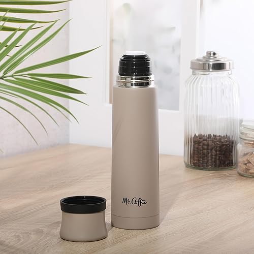 Miniatura 4 de Mr. Coffee Silverleaf - Botella térmica de acero inoxidable de 23 onzas, taza de viaje aislada al vacío de doble pared con tapa a prueba de fugas,