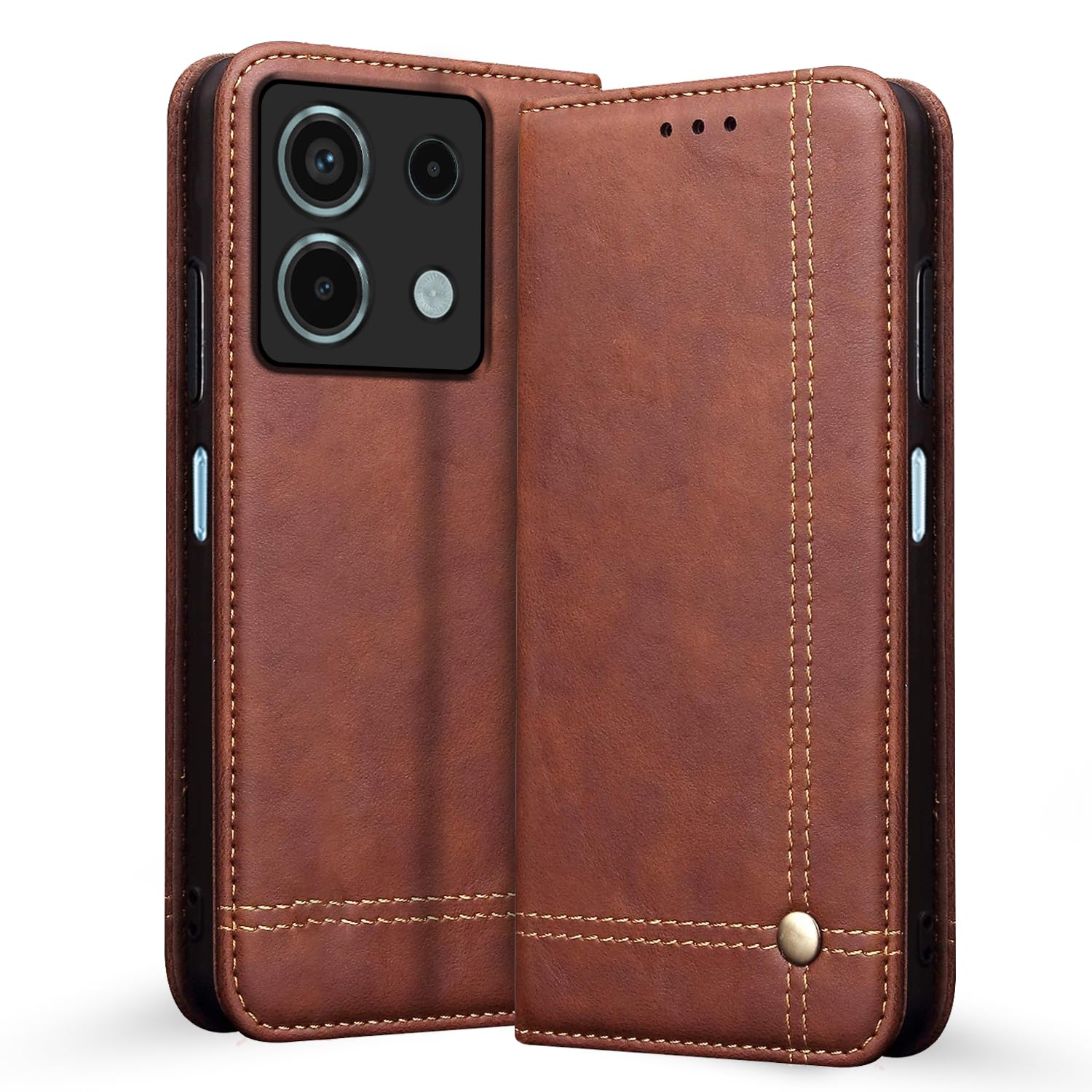 Pikkme Redmi Note 13 5G Flip Cover | Strong Magnetic Closure | Genuine PU Leather Finish | Wallet Style with Inbuilt Pocket & Stand | Premium Look Magnetic Flip Case (Brown) (B0CLBD9ZQ8) Amazon Price History, Amazon Price Tracker