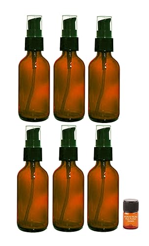 Miniatura 6 de Paquete de 6 botellas vacías de vidrio de cobalto cosmético de 2 onzas con una muestra de fragancia Perfume Studio de 0.1 fl oz (botellas de cobalto
