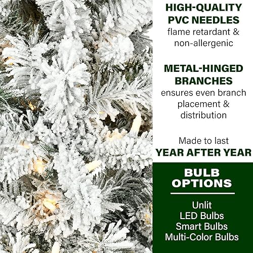 Miniatura 5 de Fraser Hill Farm - Árbol artificial de Navidad nevado Mountain Pine de 7.5 pies, delgado, con soporte y sin luces, árbol de Navidad plegable sin