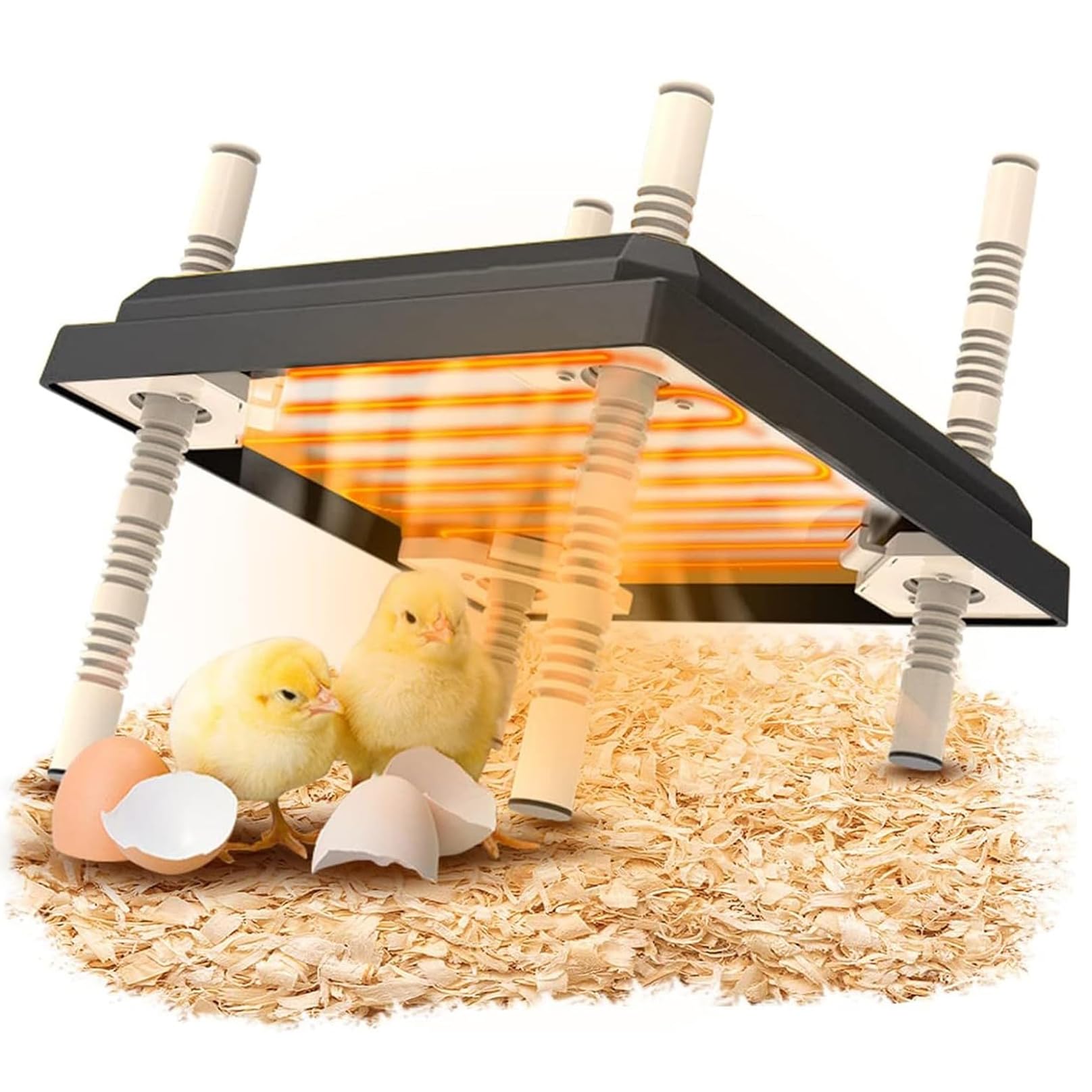 Lampara Calor para Gallineros, Placa Calefactora Incubadora de Pollitos, Placa Calefactora Pollos con Termostato de Bajo Consumo, Altura Ajustable, para Codorniz Pato y Más Negro FG-30