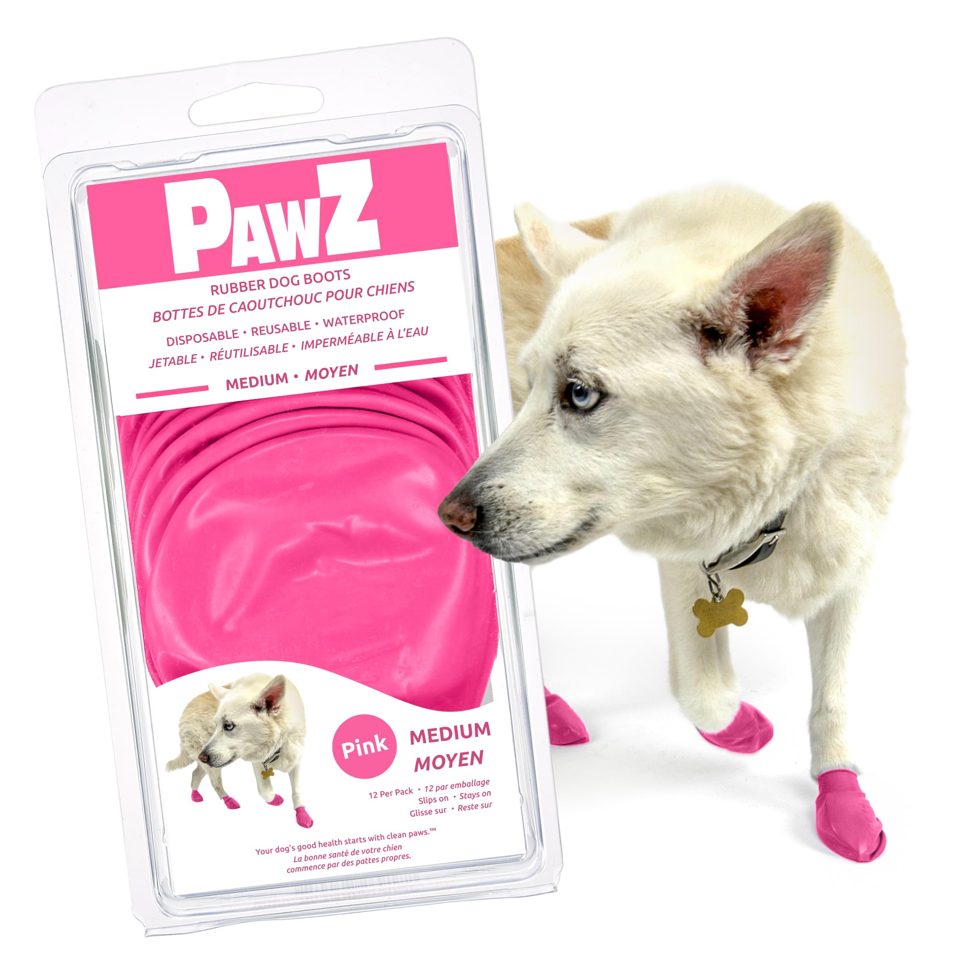 PawZ Rubber Dog Boots - Waterproof Non-Slip Dog Shoes for Hot Pavement, 12 Pack