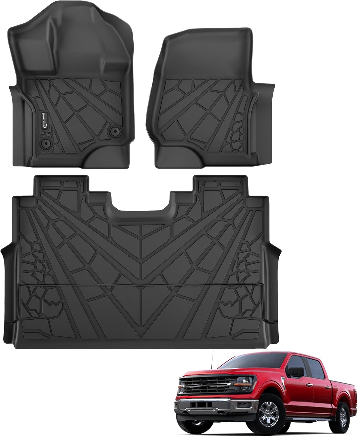 Floor Mats for Ford F150 2015-2026 SuperCrew/Lightning 2022-2026, Custom Fit TPE All Weather Floor Liners, 1st & 2nd Row F150 Car Accessories