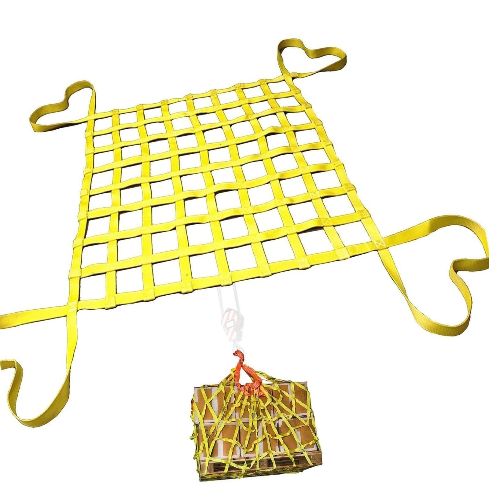 WTLONBF Lifting Straps for Hoist Flat Polyester Sling Hoisting Net, Elastic Cargo Nets, Lifting Net Straps, Cargo Hanging Nets for Loading and Unloading Cargos(4 X 4M/Mesh 20cm/Load 3.5t)