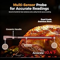 Vista 3 de Smart Wireless Meat Thermometer,Digital Cooking Thermometer with Dual High-Accuracy Sensors,Ceramic Heat-Resistant Probe, Instant Read LCD & App