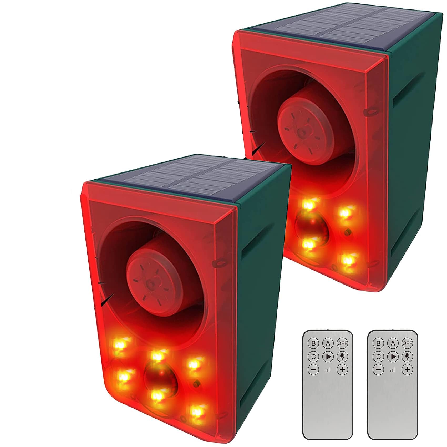 Répulsif solaire contre les prédateurs et alarme de cabanon étanche 129 dB avec télécommande x2
