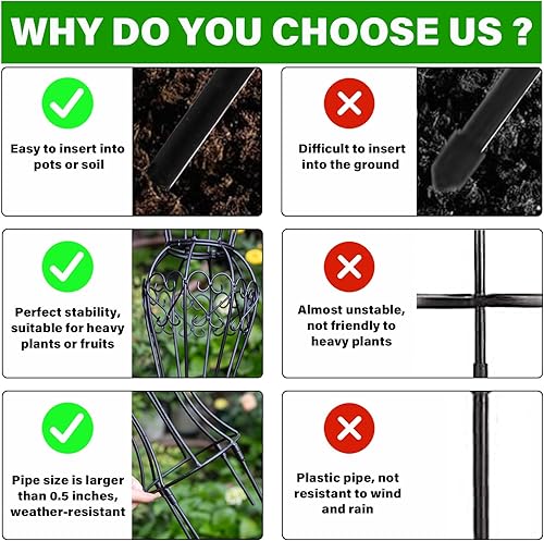 Miniatura 6 de Obelisk - Enrejado de metal para plantas trepadoras, estructura de hierro duradera de 29.5 x 6.3 pulgadas, fácil montaje, perfecto para enredaderas