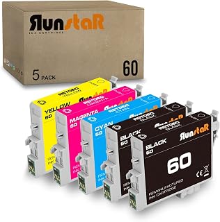 Run Star 5 Pack T060 Remanufactured Ink Cartridge Replacement for Epson 60 T060 use for Epson Stylus C88 CX3800 CX3810 CX4200 CX4800 CX5800F CX7800 C68 C88PLUS Printer (2Black/Cyan/Magenta/Yellow)
