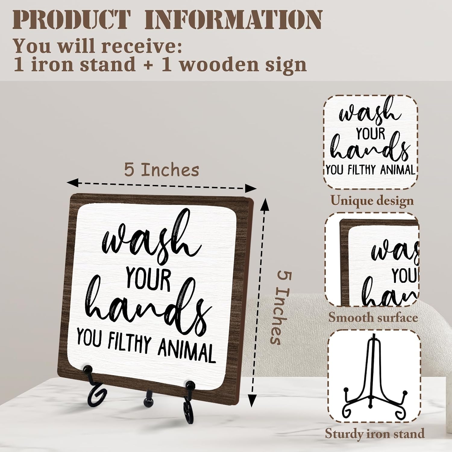 Wash Your Hands Sign Bathroom Decor image 2
