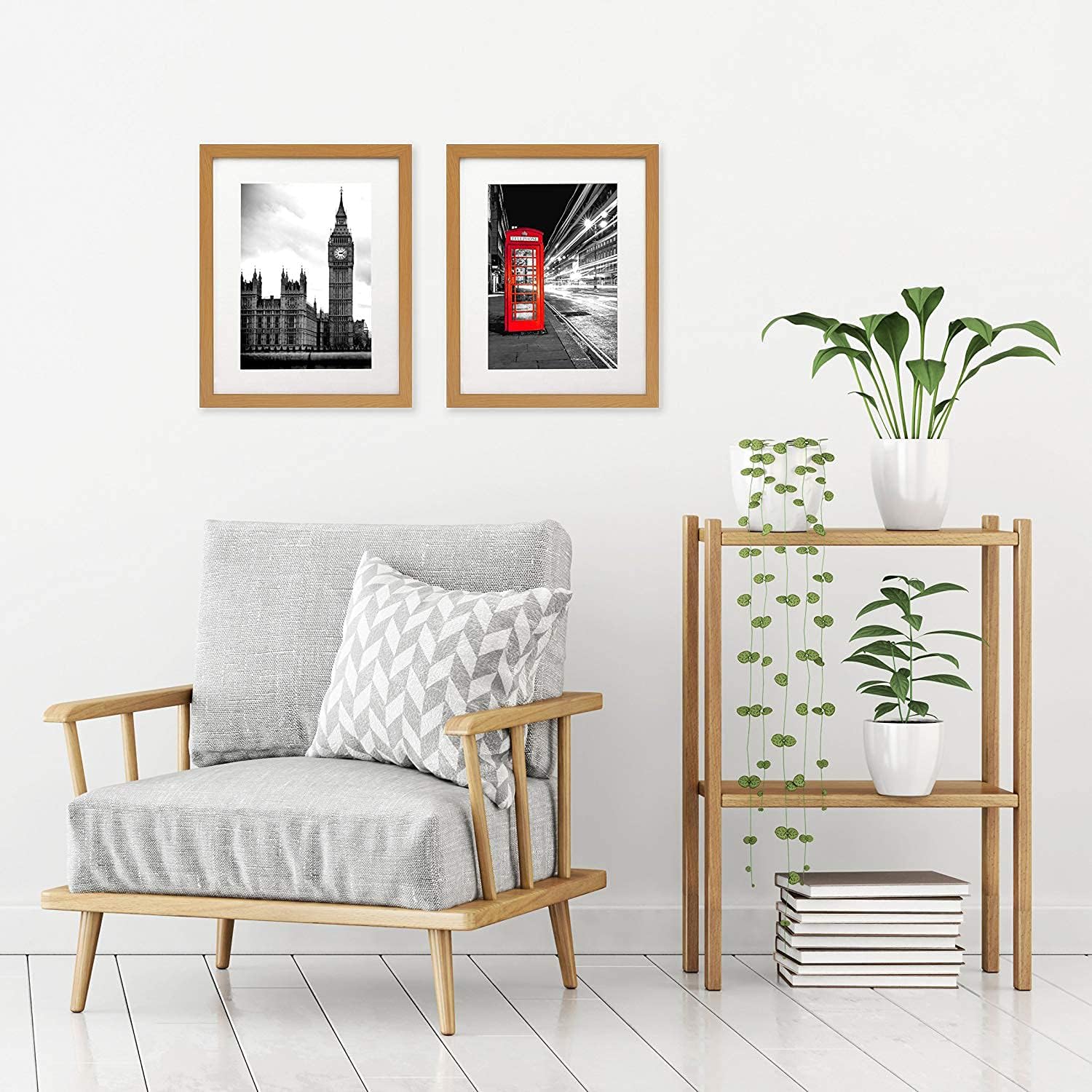 Americanflat 11x14 Picture Frame with Shatter-Resistant Glass - Set of 2 - Use as 8x10 Frame with Mat or Display 11x14 Photo Without Mat - Signature Collection - Picture Frames for Wall - Dark Oak