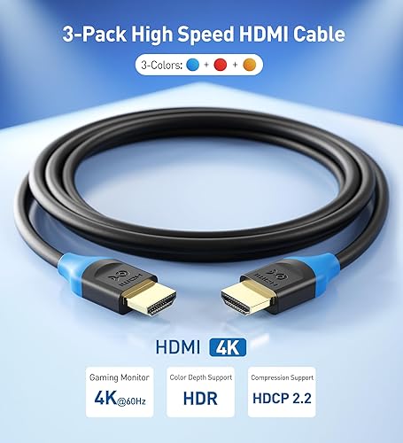 Miniatura 2 de Cables HDMI de alta velocidad de Cable Matters, chapados en oro, compatible con resolución 3D y 4K (paquete de 3)
