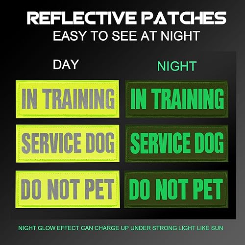 Miniatura 2 de Paquete de 3 parches para perros de servicio con gancho trasero, no mascotas, en entrenamiento, insignia reflectante para mejor amigo para arnés de