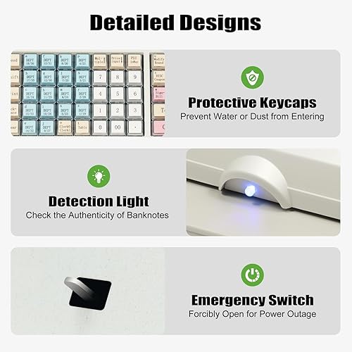 Miniatura 8 de Caja registradora electrónica de 48 llaves, caja registradora electrónica con cajón, impresora térmica de carga rápida, caja registradora