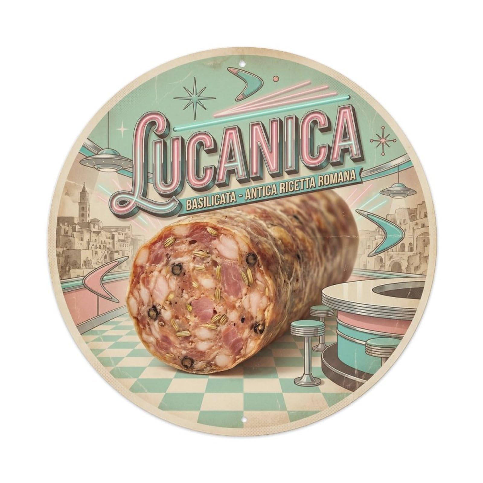 Italian Lucanica Deli Cuisine Heritage Vintage Metal Tin Sign