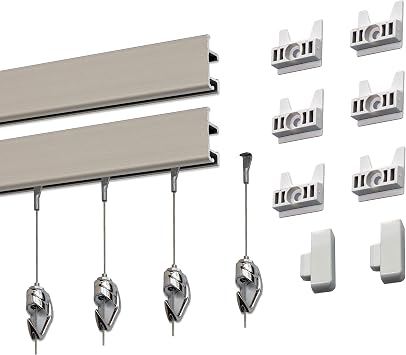 GalleryOne Pro Picture Hanging System Set- Covers 9.75 ft of Wall Space - Heavy-Duty Discreet Wall Tracks & Art Hanging Kit Without Nails - for Home or Office