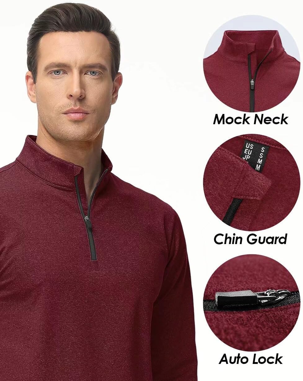 Boladeci Men's Quarter Zip Pullover Premium Fleece Lined Heather Long Sleeve Golf Shirts Midweight 1/4 Half Zip Sweatshirts - Image 4