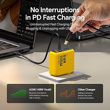 Amazon.com: AOHI Youth 140W GaN+ USB C Charger 100W Laptop