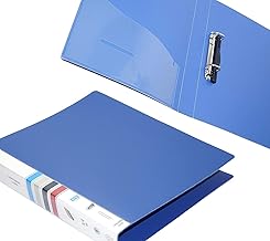 Presents Plastic File Folder 403 2D Ring Binder A4 Size Tough & Durable Ring Binder Box Board File - 4pk (Blue)
