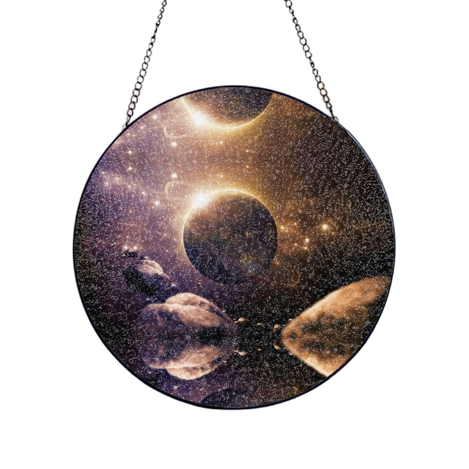 Phayah Planet Print Glass Window Hanging Sun Catchers Suncatcher Decor For Birthday For Home Garden Porch 12in（30cm）