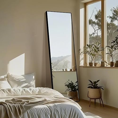 Miniatura 3 de Delma Espejo de pie de longitud completa, espejo grande con marco de aluminio para dormitorio, baño, sala de estar, montaje en pared o diseño