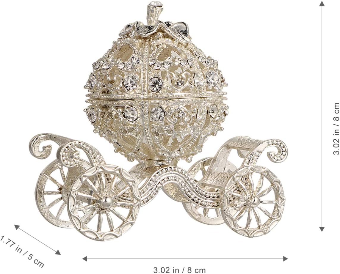 PATKAW Pumpkin Carriage Rhinestones Box 1 Pc 8x7.5x5cm Rhinestone Crystal Pumpkin Carriage Trinket Boxes Jewelry Box Jewelry Display Holder Organizer Ornament Christmas Gift - Image 2