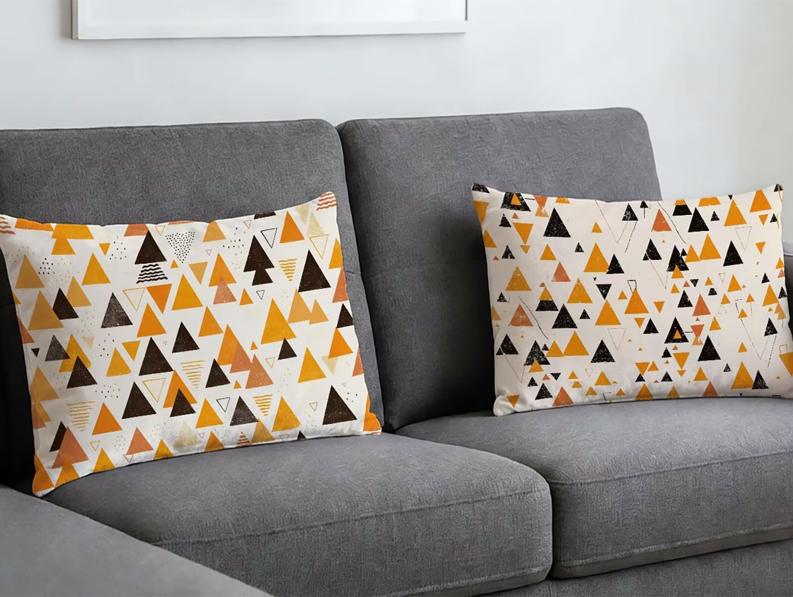 Housse de coussin orange en velours géométrique pour un intérieur chaleureux