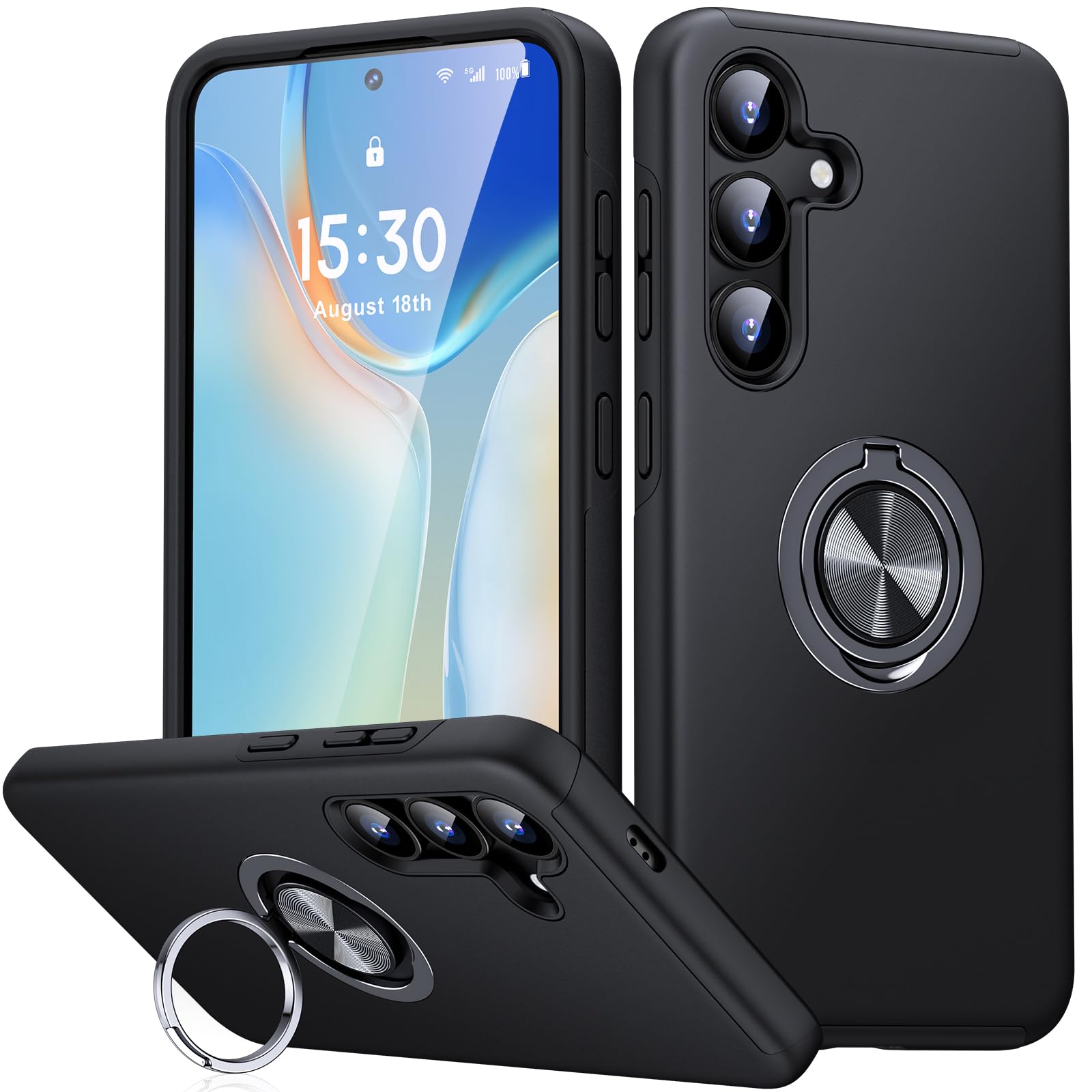 KOVASIA für Samsung Galaxy Hülle mit 360°Drehbarer Metall Ständer, Kratzresistent, Anti-Fingerabdruck, Stoßfest Schutzhülle Handyhülle für Samsung Galaxy