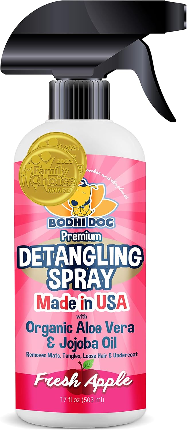 New Natural Apple Detangling Spray | Remove Tangles While Dematting Dog and Cat Fur and Hair | Soothing Lotion with Conditioning Qualities - Made in USA