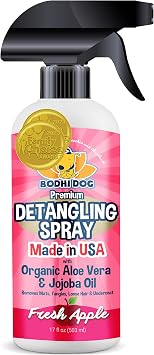 Bodhi Dog Detangling Spray - Fur & Hair Detangler Spray for Dogs & Cats - Easily Removes Mats, Tangles & Knots - Pet Grooming Essentials - Made in USA - Fresh Apple 17 Fl Oz