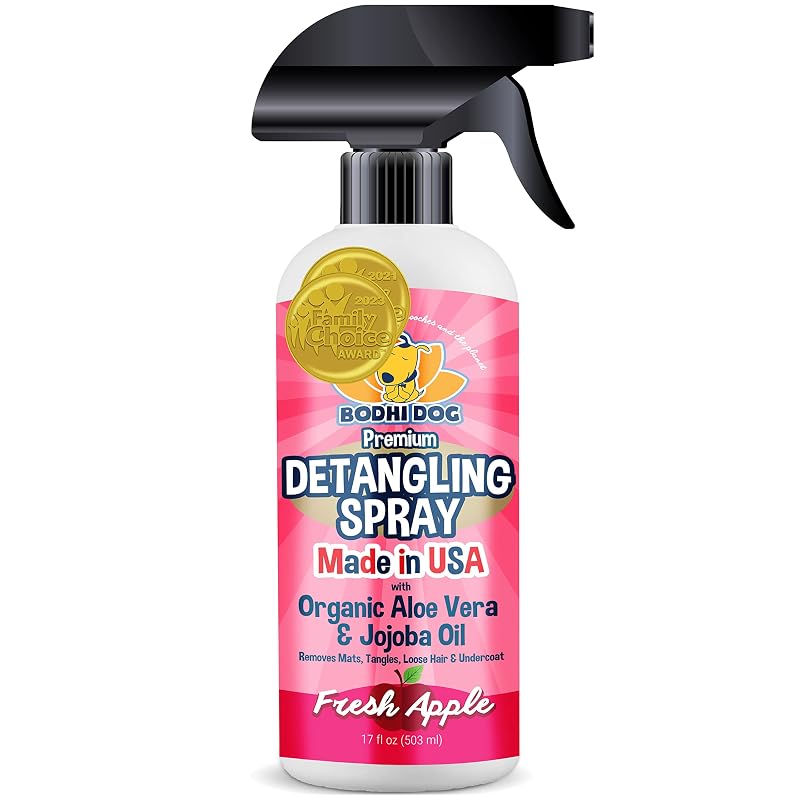 Spray Desembaraçador para Cães e Gatos Bodhi Dog com Aloe Vera e Óleo de Jojoba, Aroma de Maçã, 510 mL