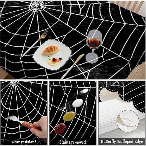 Miniatura 6 de Swono Mantel de telaraña aterradora, telaraña de Halloween, telarañas, telarañas, para cocina, comedor, decoración de mesa, fiestas, bodas, mantel