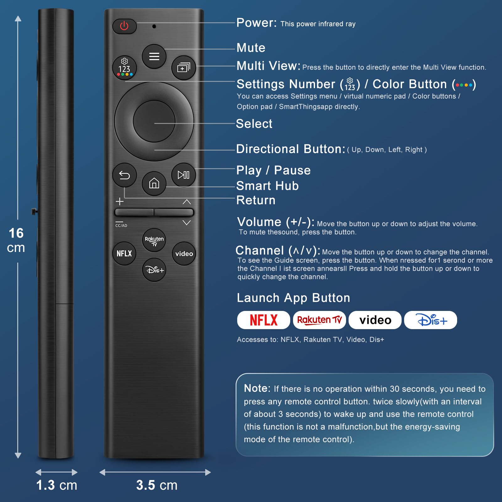 Télécommande Universelle de Remplacement pour TV Samsung - Télécommande Intelligente avec Boutons Raccourcis pour Téléviseurs Samsung