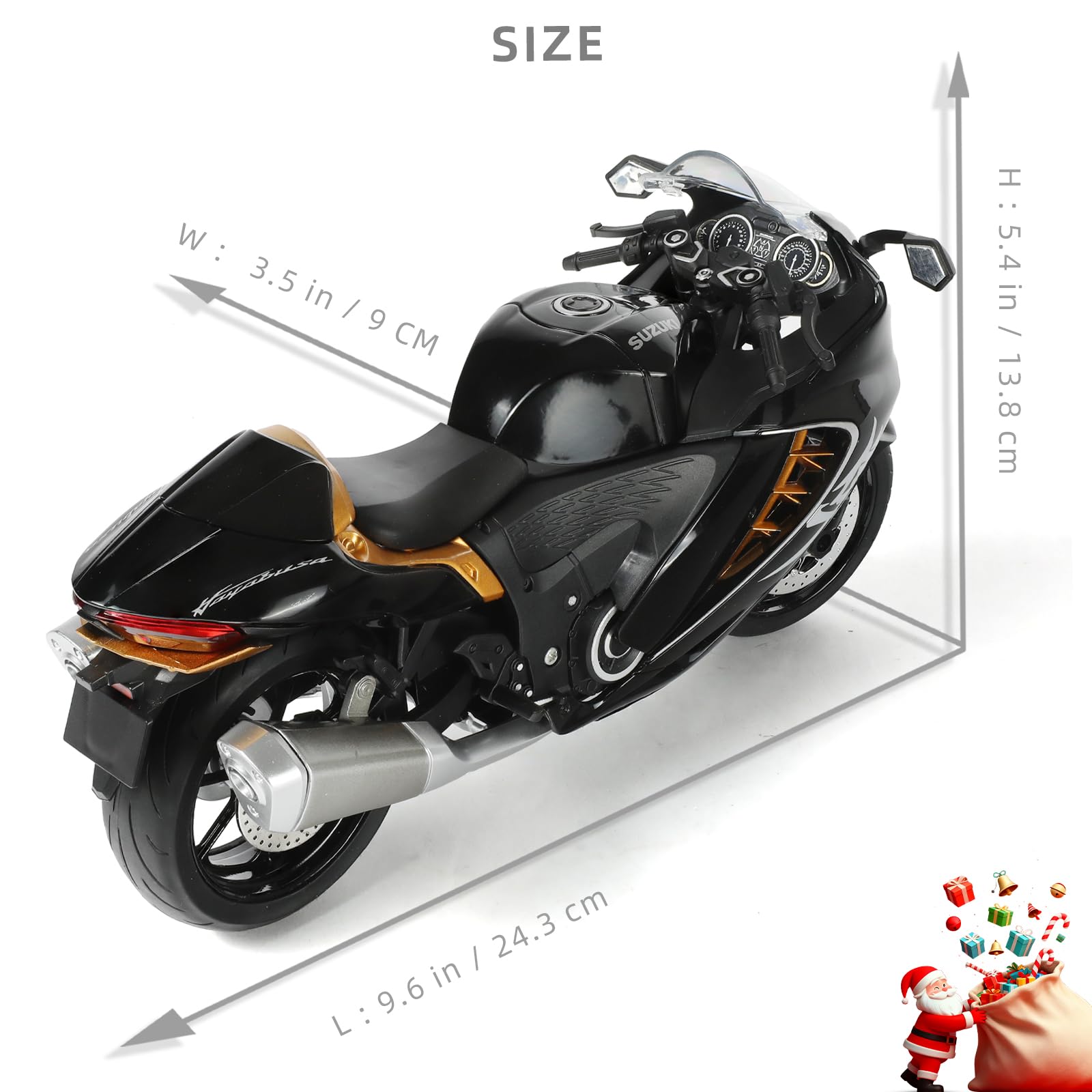 Druckguss Motorrad Modell kompatibel für Suzuki Hayabusa 1:9 Panigale V4 SP2 Motor Bike Spielzeug 1:9 Motorrad Spielzeug Geschenk Sammlung für Kind Erwachsene (schwarz)