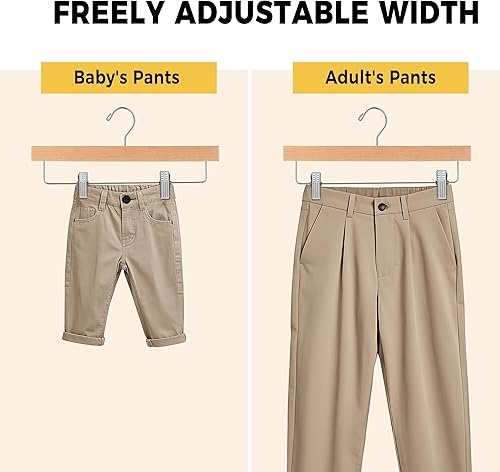 Miniatura 4 de Quality Hangers Perchas de madera para pantalones, paquete de 10 perchas giratorias de tela con gancho, falda de madera de loto, pantalones,