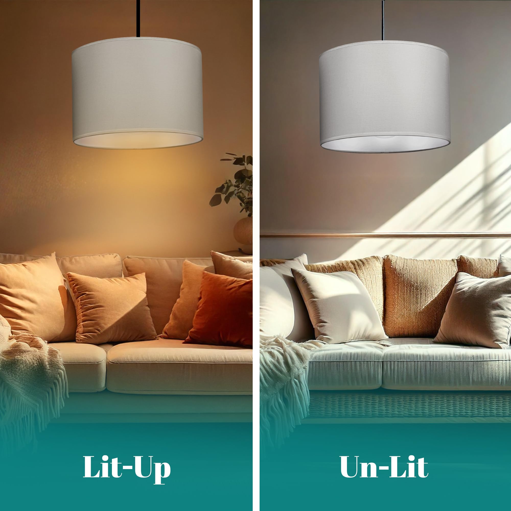 GIGGI Fabric Lamp Shades, 8" Grey Lampshades for Ceiling Lights, Table Lamps & Floor Lamps, Easy Fit Pendant Light Shade Ceiling for Living Room, Bedroom, Kitchen, Hallway, Office & Home Décor — view 6