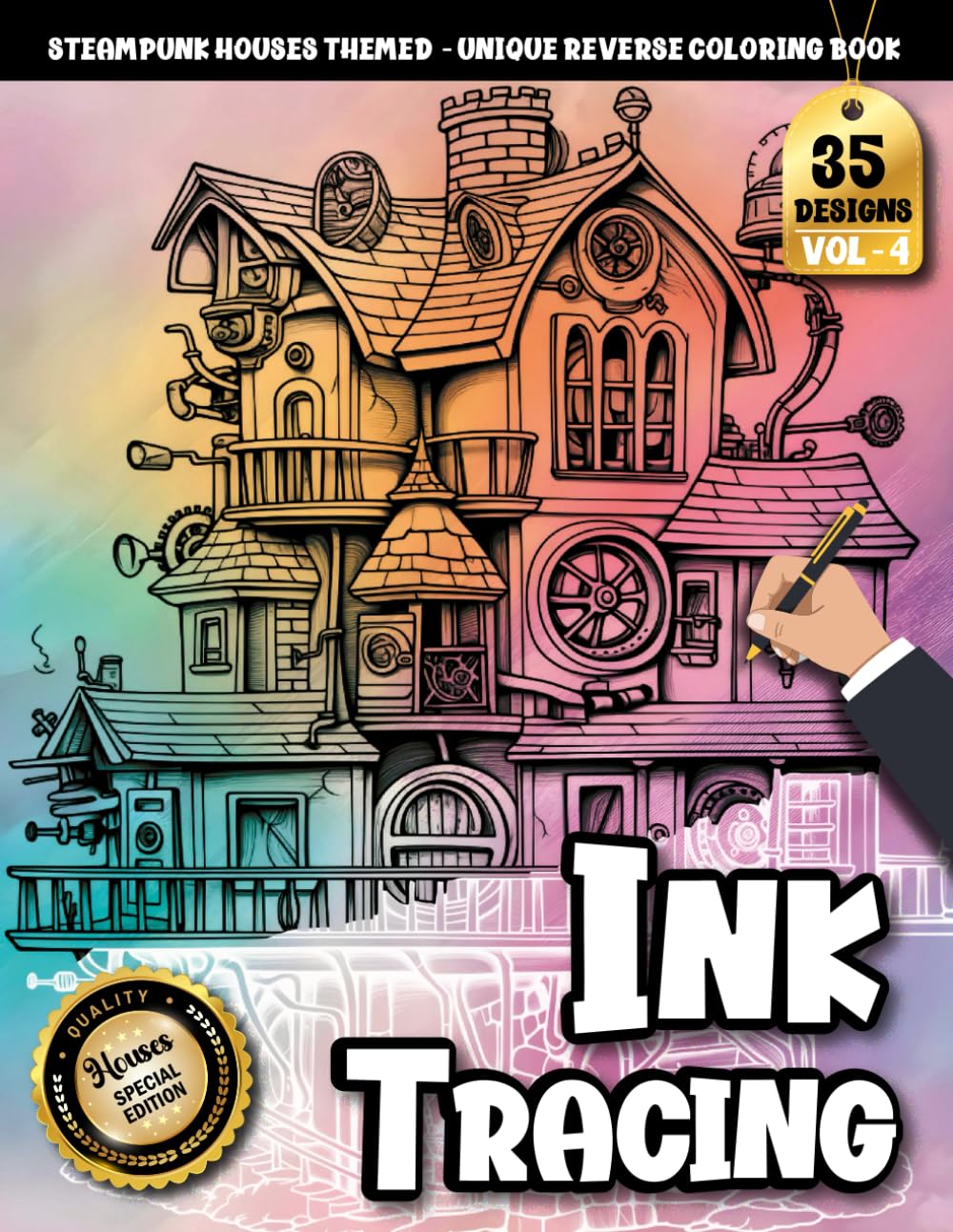 Ink Tracing Book For Adults: A Steampunk House Tracing and Reverse Coloring Book with Mechanical Details and Creative Flow (Steampunk House Tracing Series)