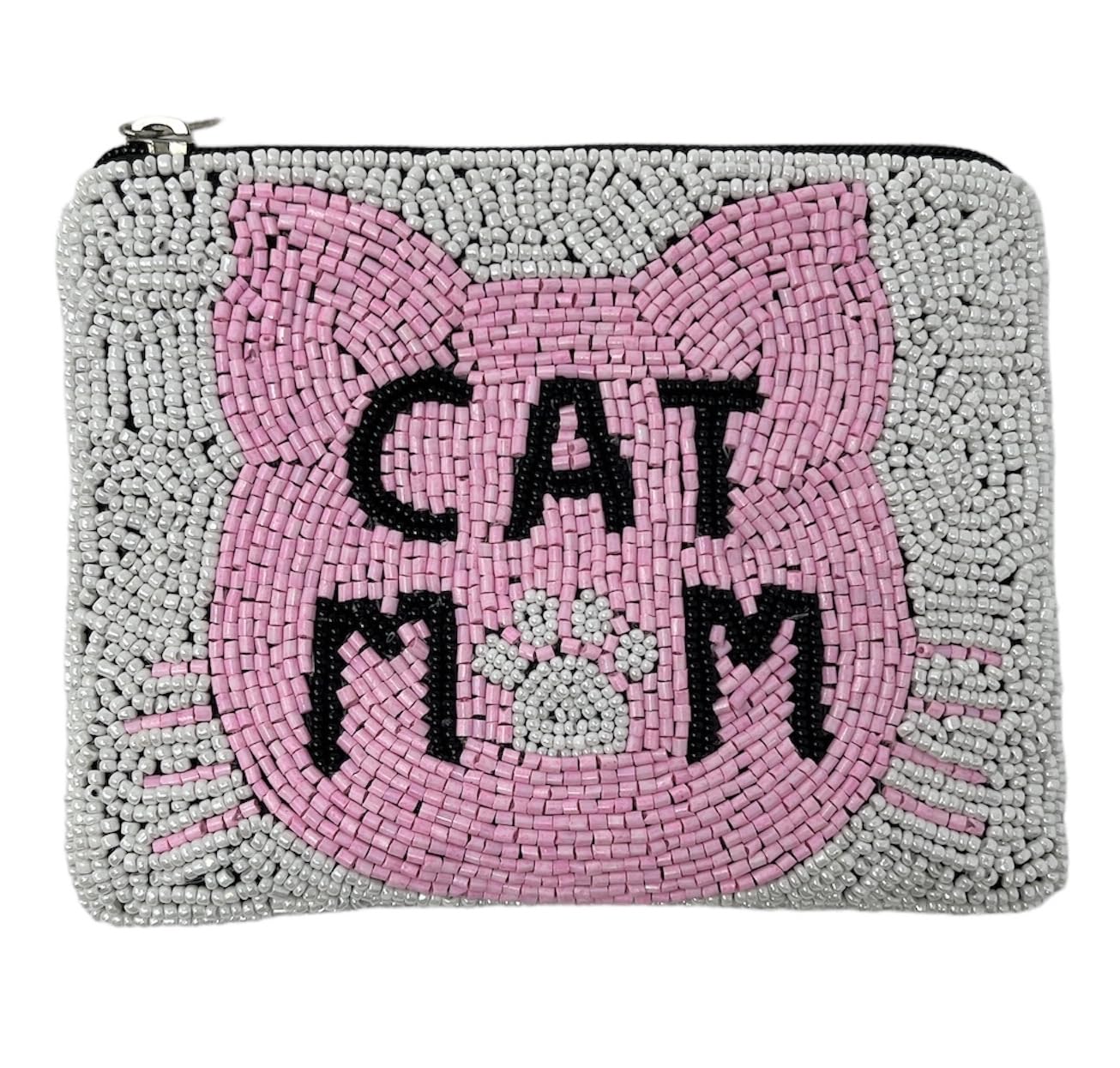 CAT MOM Beaded Coin Purse, Beaded Coin Pouch, Cat Mom Wallet, Mother's Day Gifts, Cat Lover gifts
