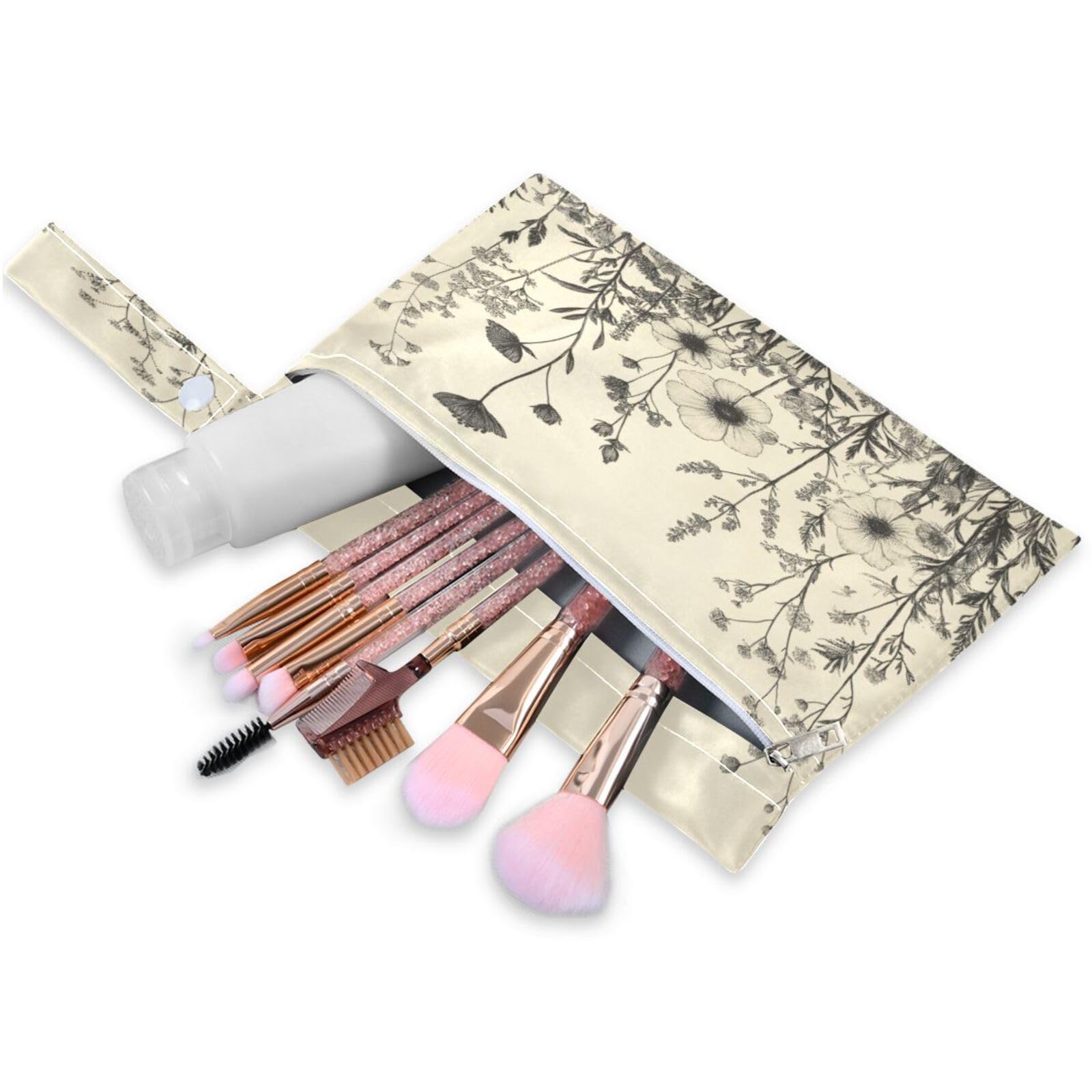 ATTX Black and White Flowers Wet Dry Bags 2-Pack - Reusable Cloth Diaper Storage for Travel, Beach & Gym | Multi-Use Waterproof Bags for Swimsuits, Baby Clothes, Sports Gear#133