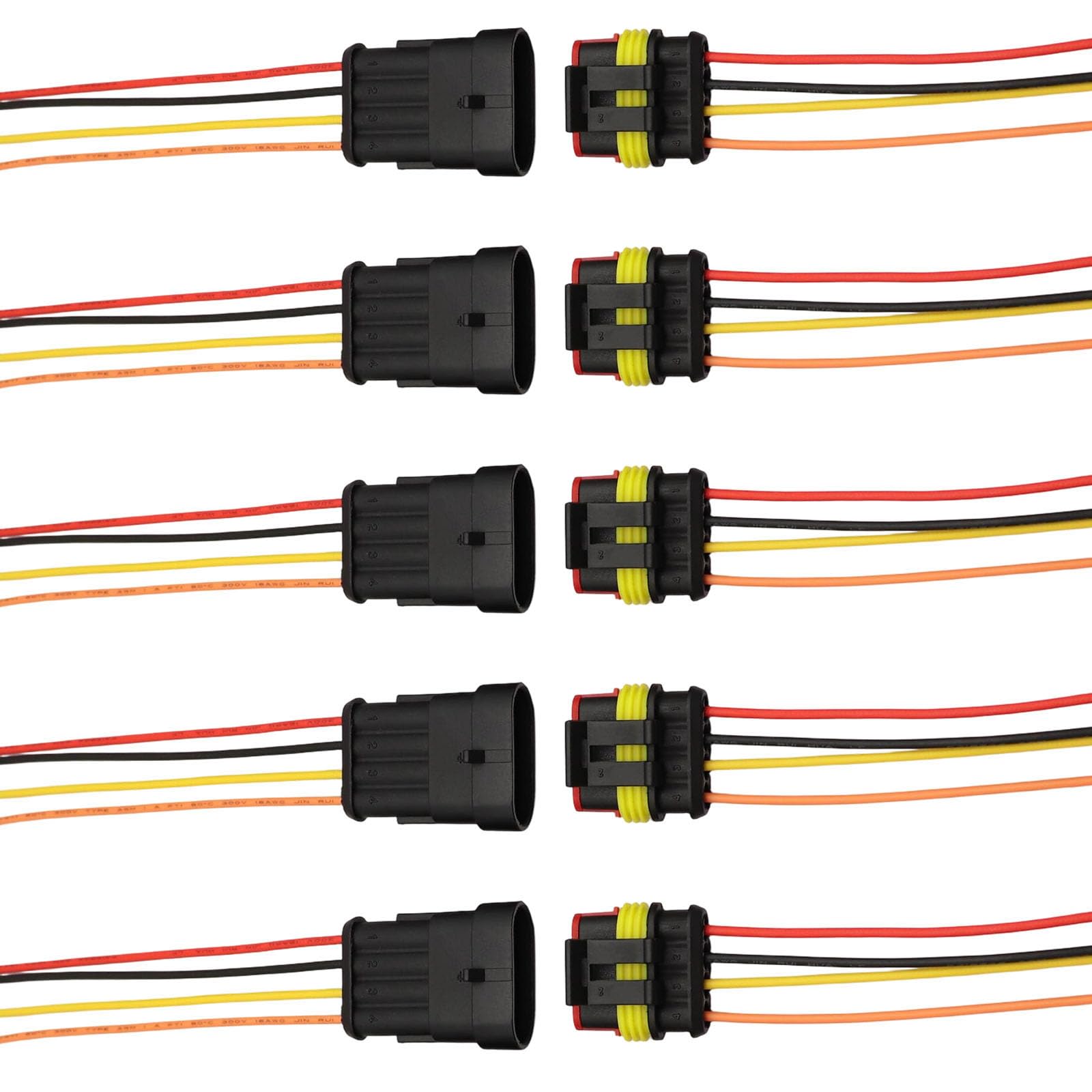 Vehicle Wiring Connectors, 5Pcs Male Female Quick Plugs with Wires for Automotive Use Automotive Connector