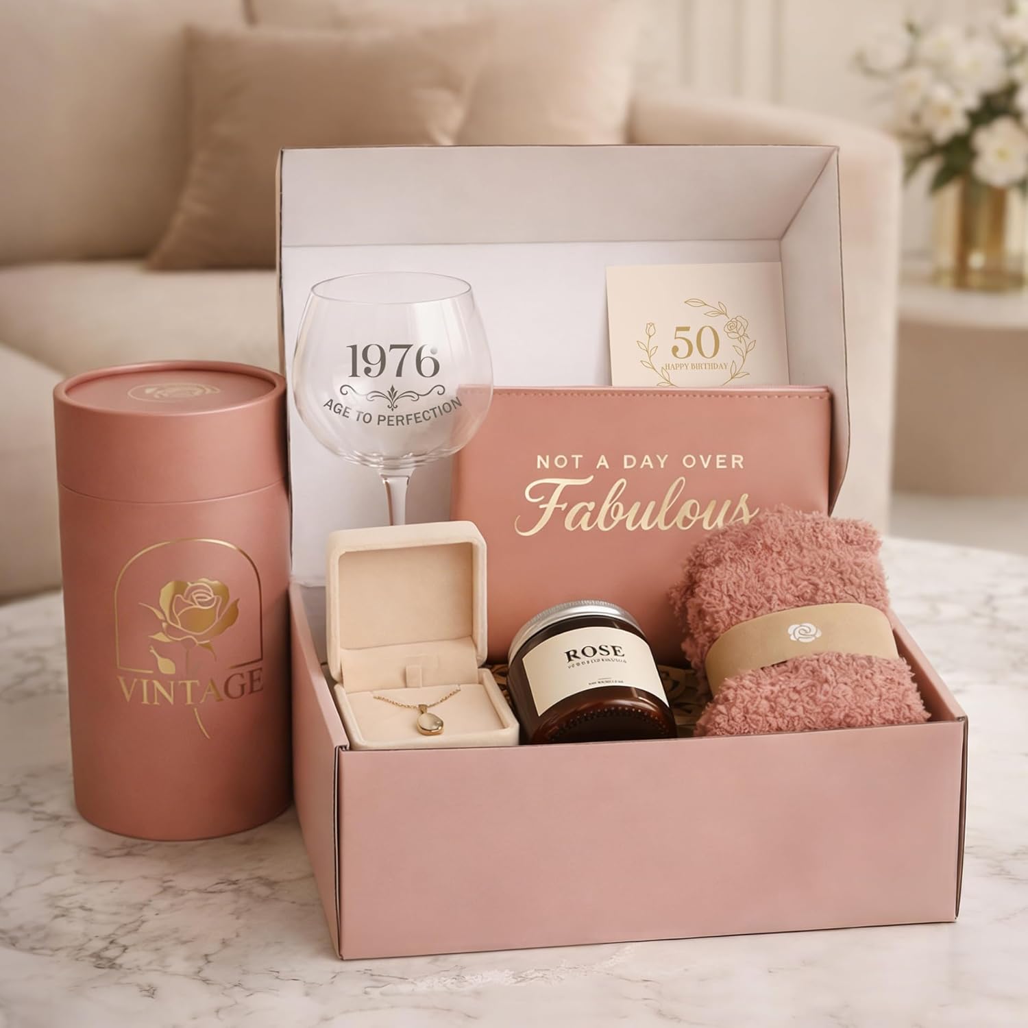 50th Birthday Gifts for Her - 50th Birthday Gifts for Women Unique 50 th Birthday Gift Ideas with Vintage 1976 Wine Glass Cool Gifts for 50 Year Old Woman Happy 50th Birthday for Sister, Friends, Mom