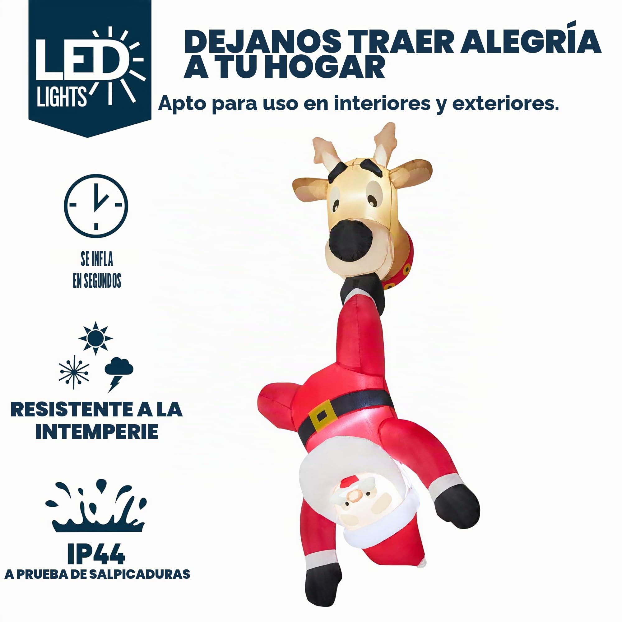 JOIEDOMI Papá Noel inflable de Navidad de 6 pies de alto con reno salido de la ventana, inflables de Navidad con LED integrado para decoración de ventanas, fiesta de Navidad al aire libre, decoración