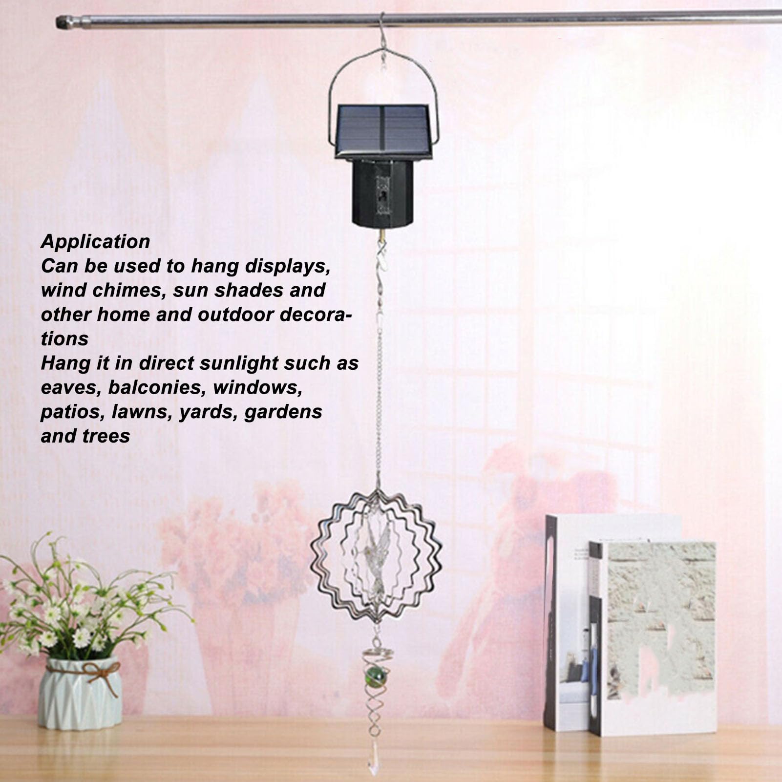 Solar Powered Wind Spinner Motor, Mobile Rotating Motor, Small Automatic Turner for Wind Chimes, Sun Catchers, Hanging Display Art Ornaments, Solar Wind Spinner Motor