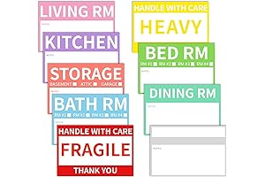Removable Waterproof Color-Coded Moving Box Stickers (300 Labels)