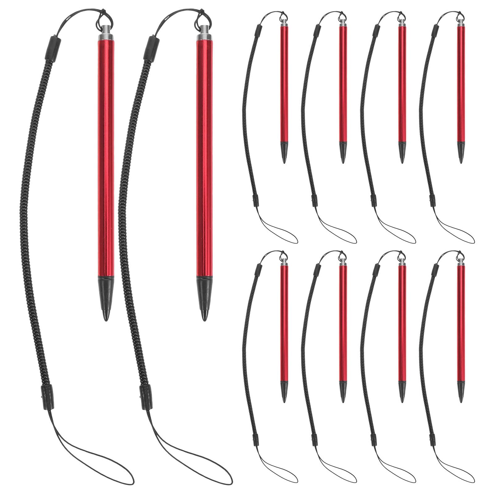 Penna Stilo per Touchscreen Resistivo 10 Pezzi in Alluminio Rosso | Molla a Spirale, Anti Smarrimento, Scrittura Precisa, per Tavolette Grafiche e Uso in Viaggio