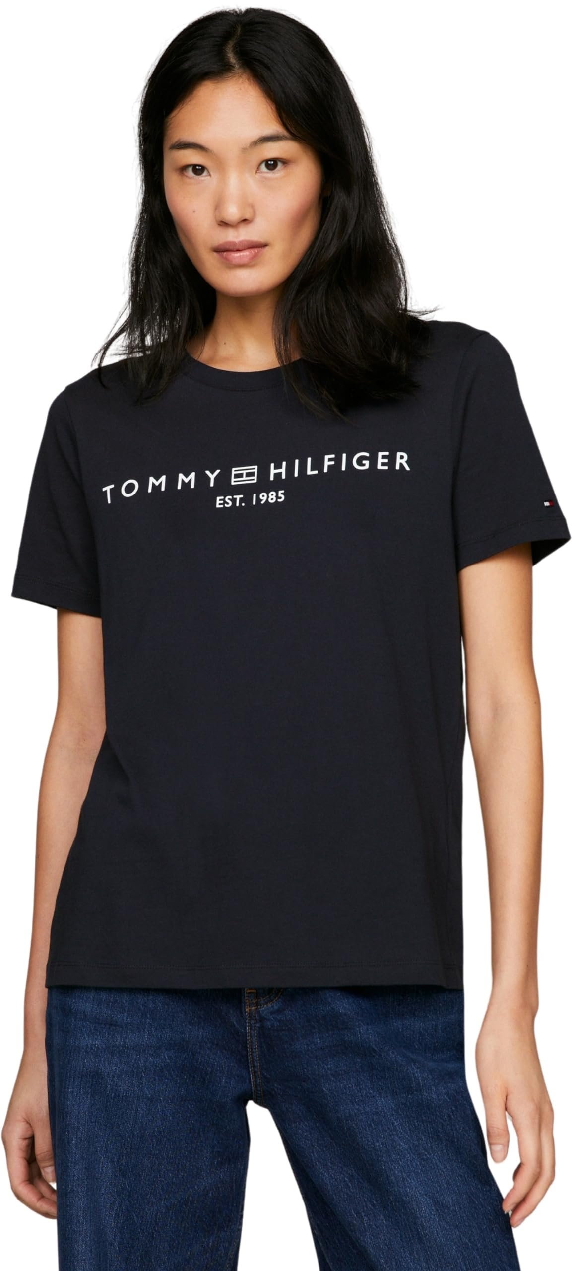 Tommy Hilfiger Camisetas de Punto de Manga Corta para Mujer